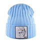 Men's Beanie With Wolf Patch - Autumn Knitted Winter Soft Knit Bonnet Beanies (MA8)