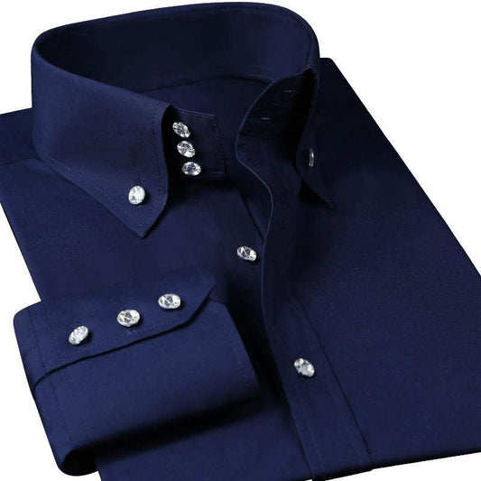 New Men's Dress Long Sleeve Luxury Button Up Silk Cotton Shirt - Slim Fit Casual Design (TM1)(T2G)(CC1)(F10)(F8)(F11)