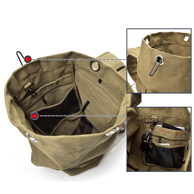 Men's Canvas Backpacks - Multi-purpose Bucket Mountaineering Travel Bag (LT3)(F78)