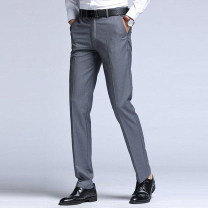 Men's Casual Slim Fit Flat Front Dress Pants - Business Formal Straight Suit Pants (D9)(TG1)