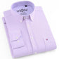 Men's Fashion Long Sleeve Plaid Striped Oxford Shirt - Single Pocket Standard Fit Button Down Shirts (D8)(TM1)