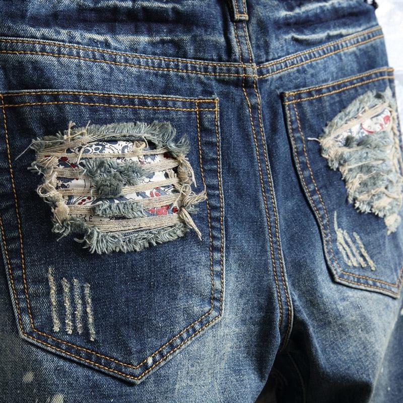 Great Men's Hole Denim Shorts - Summer New Fashion Casual Slim Fit Ripped Retro Short Jeans (TG3)(TG2)(F9)