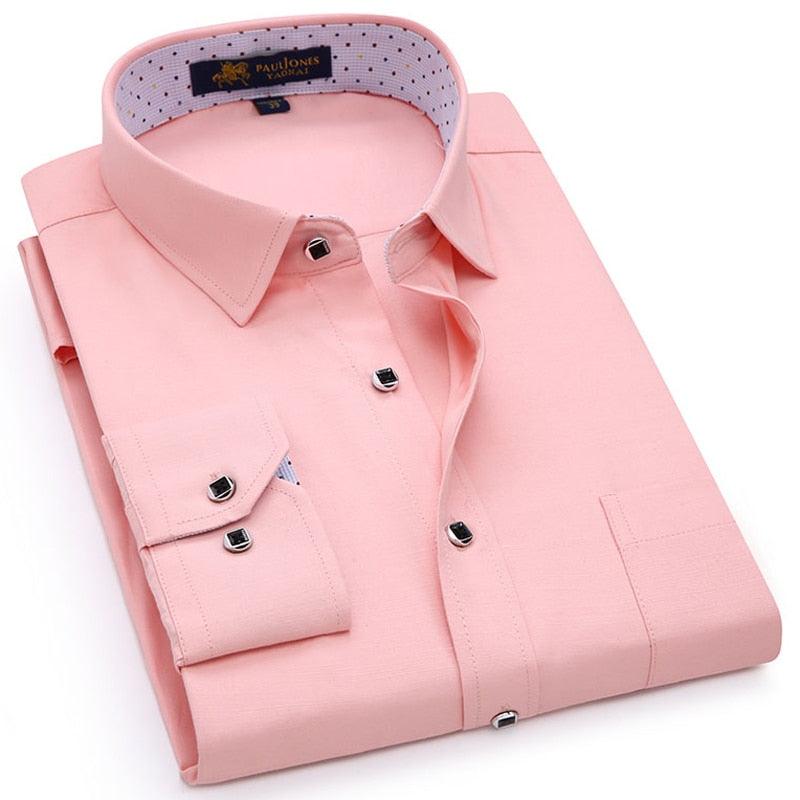 Men's Regular-fit Long Sleeve Solid Linen Shirt - Single Patch Pocket Square Collar Button-up Thin Shirts (TM1)(T2G)(F10)(F8)(F10)