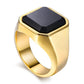 Men's Ring - Rock Punk Smooth Black CZ Gold Silver Color 316L Stainless Steel Rings (2U83)