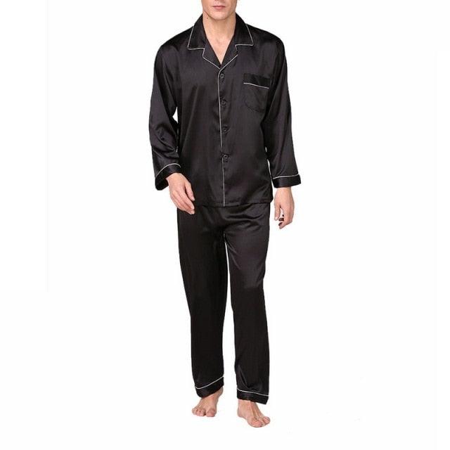 Men's Silk Satin Pajamas Set - Sleepwear Set Loungewear (D9)(TG7)