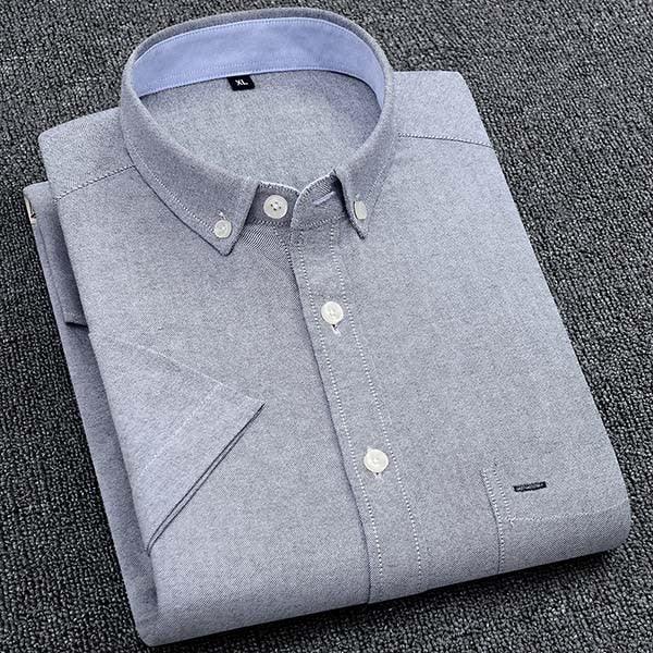 Men's Summer Pure Cotton Oxford Shirts - Casual Slim Fit Design Short ...