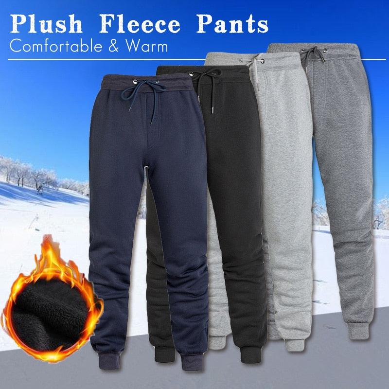 Men's Wool Pants - Thick Fleece Winter Super Warm Pant - Outdoors Run Trousers Sweatpants (D9)(TG4)