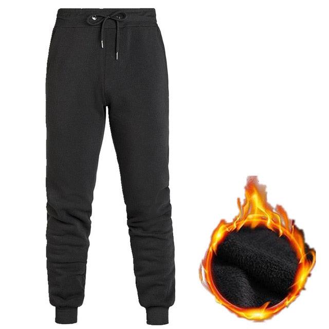 Men's Wool Pants - Thick Fleece Winter Super Warm Pant - Outdoors Run Trousers Sweatpants (D9)(TG4)