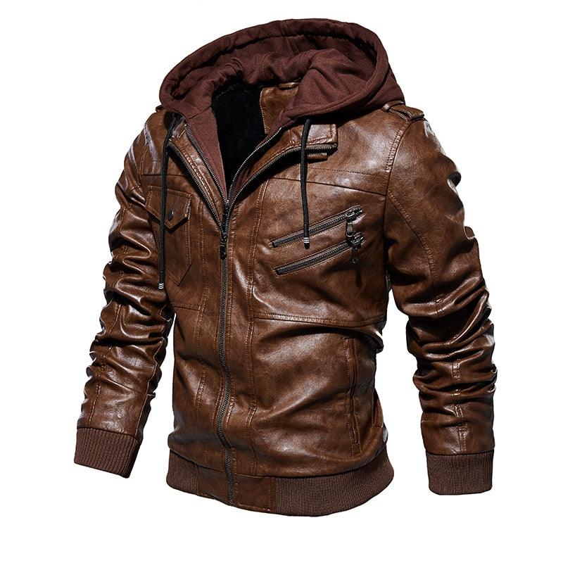 Mens leather jacket on sale winter