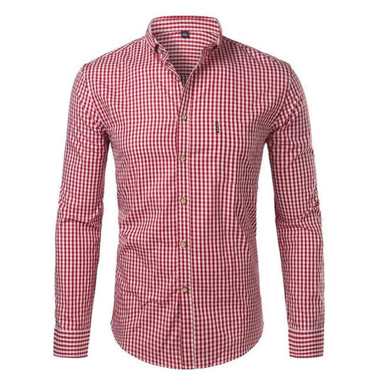 Trending Plaid Cotton Casual Slim Fit Long Sleeve Button Down Dress Shirts (TM1)(T2G)(F8)(F10)