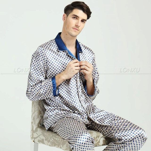 Men's Silk Satin Pajamas Set - Sleepwear Loungewear (TG7)