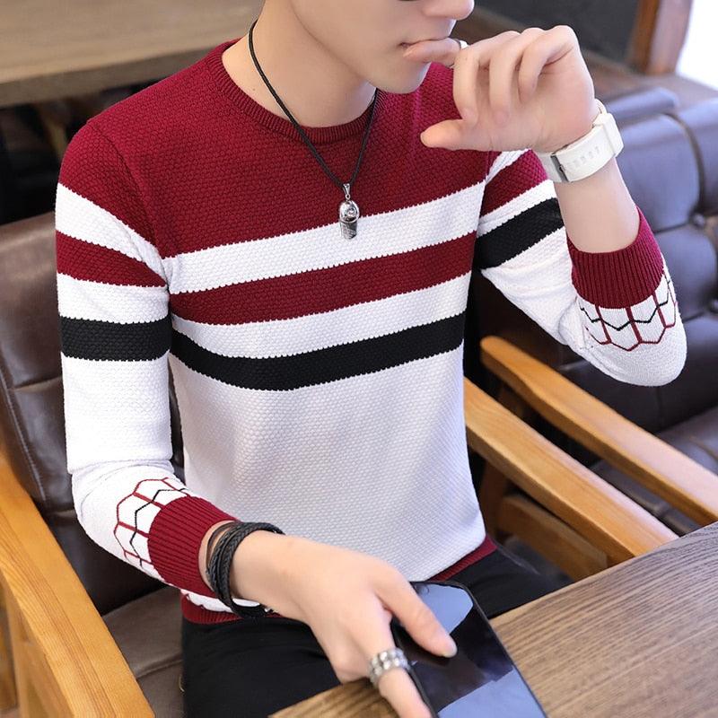 Men's Sweater - Pullover Cotton Knit Spring Sweater Jumpers (D100)(TM6)