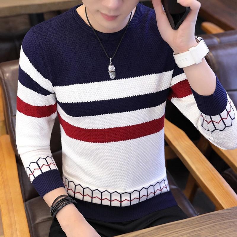Men's Sweater - Pullover Cotton Knit Spring Sweater Jumpers (D100)(TM6)