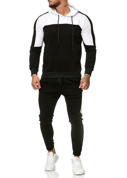 Men's Tracksuit Jogging Suit - Side Stripe Hoodies Set - Work Out Clothes Jogger Set Gym Clothing (TM9)(F101)