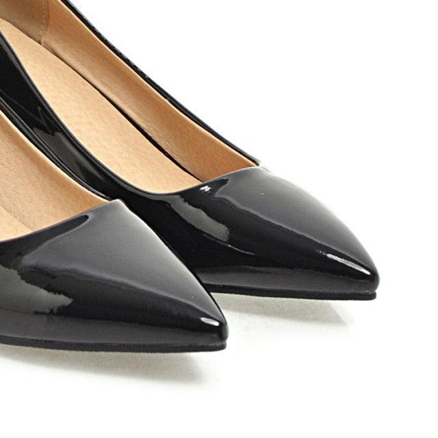 Trending Women Pumps Pointed Toe Thick Heels Shoes - Spring Low Heels - Slip On Casual (D37)(SH3)(WO3)(SH1)