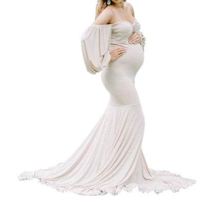 white mermaid maternity dress White Lace Mermaid Maternity Wedding Dress, White / XL