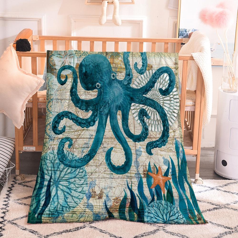Sea Turtle Flannel Blanket Printing Throw Fleece Blankets For Sofa Home Couch Bedding (4BM)