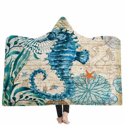 Turtles Hooded Blankets Sherpa Blanket - Soft Plush Wrap Throw Blanket Sofa Home Textile (4BM)(F63)