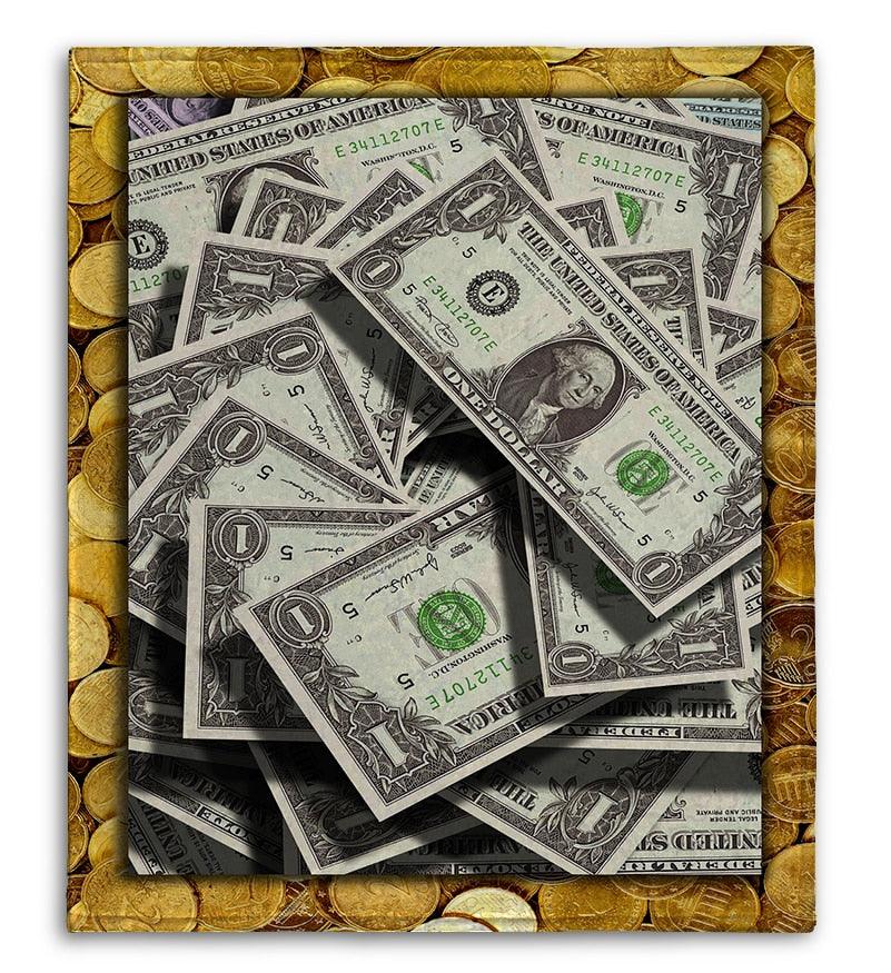 US Dollar Banknote Soft Flannel Summer Blanket Comfort Throw Blankets (D63)(4BM)