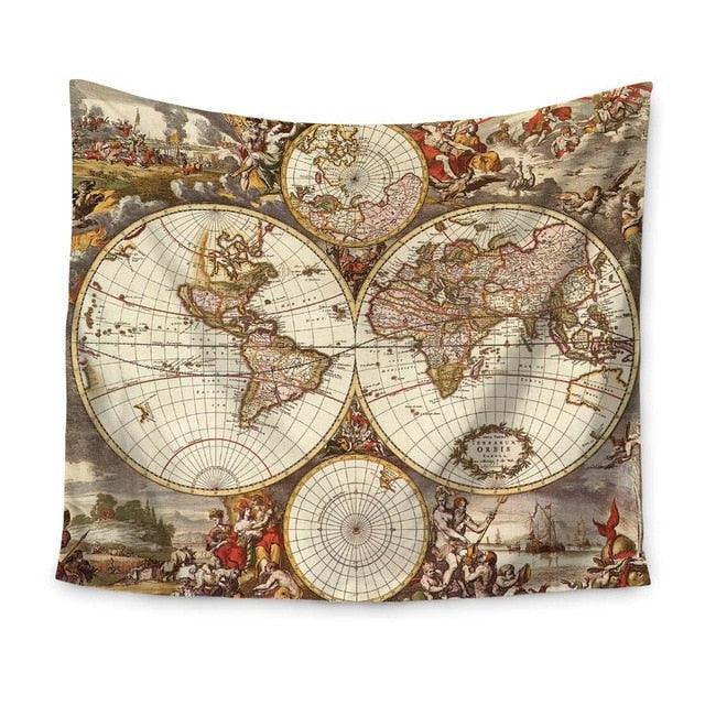 World Map Indian Tapestry Hippie Wall Hanging Tapestries Boho Bedspread Beach Towel Yoga Mat Blanket (4BM)(F63)