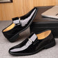 Summer Men's Dress Shoes - Formal Black Brown PU Leather Shoes Slip on (D14)(MSF3)