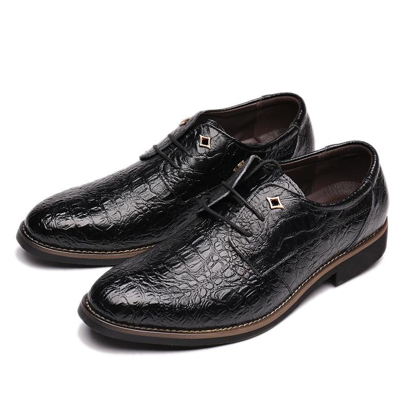Men's Formal Italian Style Oxford Shoes -Leather Crocodile Pattern (MSF2)(F14)