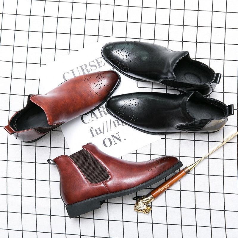 British Chelsea Boots for Men - England PU Oxford Formal Boots (D13)(MSB1)(MSF6)