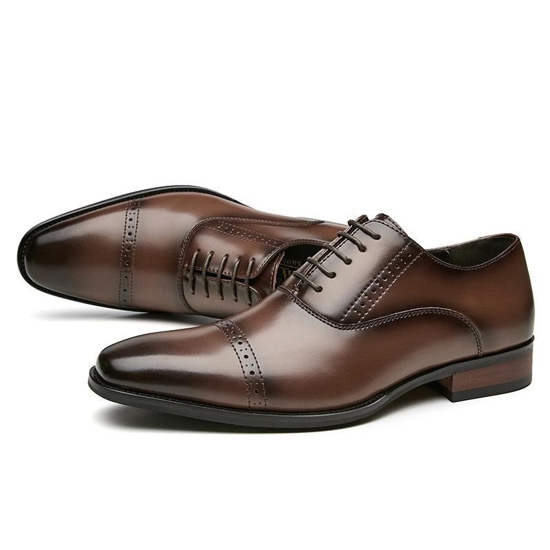 Carved Leather Business Shoes - Men's Formal Three Joint Gentleman's Suit Shoes - Luxury Pointy (MSF1)(MSF4)(F14)