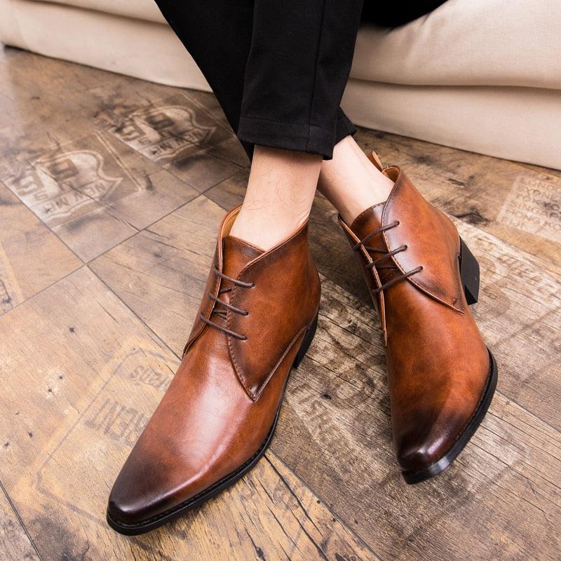 Luxury Men's Business Dress Boots - Lace-Up Vintage Pointed Toe Boots (D13)(MSB2)(MSF6)(MSB5)(MSC1)