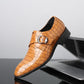 Crackle Pattern Men's Fashion Leather Shoes - Formal Shoes Side Buckle Oxfords (D14)(MSF5)