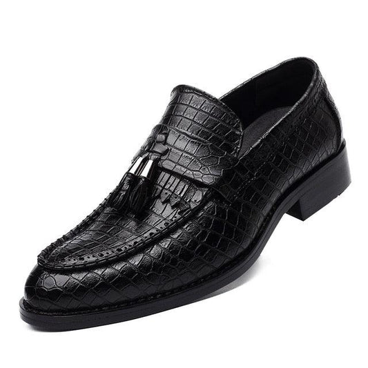 Fashion Men's Formal Shoes - Leather Flats Crocodile Pattern Shoes (D14)(MSF3)