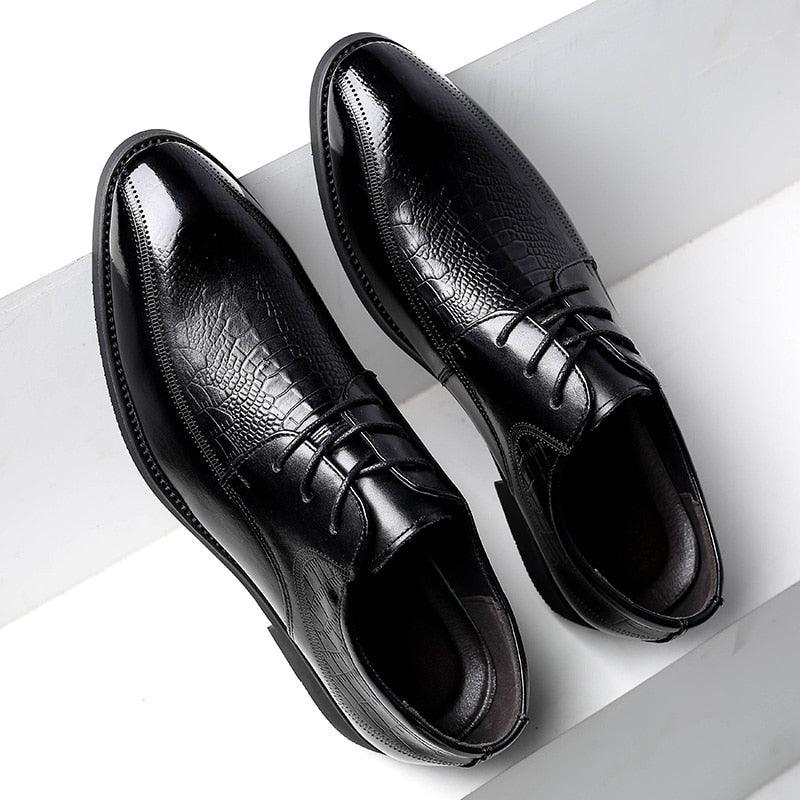 Genuine Leather Men Suit Derby Shoes - Crocodile Pattern Business Shoes (D14)(MSF2)