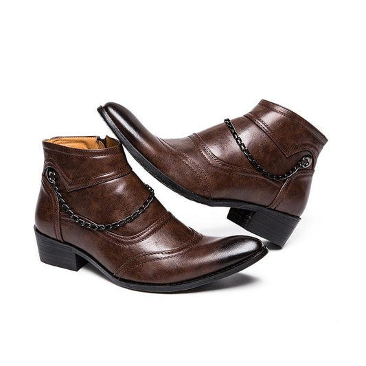 Men's Cap Toe Ankle Lace-up Dress Motorcycle Boots - Leather Zipper Booties (MSB2)(MSF6)(MSB3)(MSB5)(MSC1)(F13)