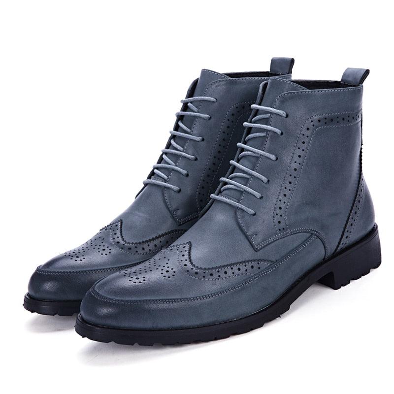 New Men PU Leather Ankle Oxford Boots - British Style Derby Shoes (MSB2)(MSF6)(MSB3)(F13)