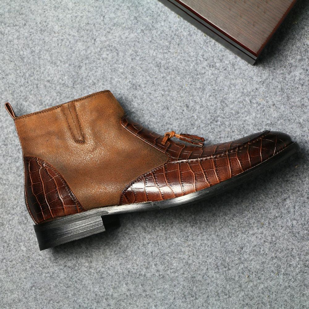 Retro British Men Chelsea Boots - Pointed Short Plush Winter Men's Boots (MSB1)(MSF6)(F13)