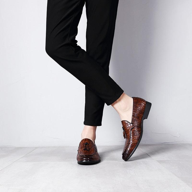 Men Fashion Shoes - Tassel Vintage Snake Skin Dress Oxford Shoes (MSF3)