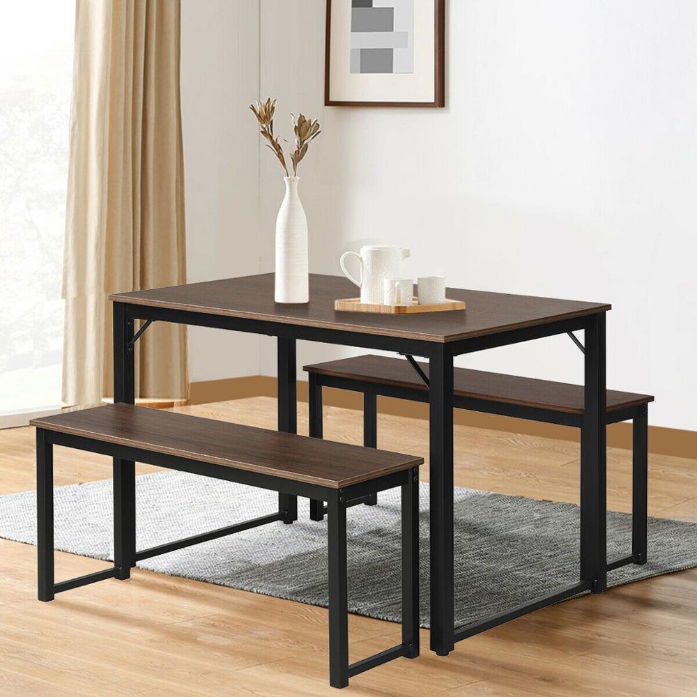 Modern 3 Piece Dining Set Studio Collection Soho Dining Table with Two Benches (D67)(FW1)(FW7)(1U67)