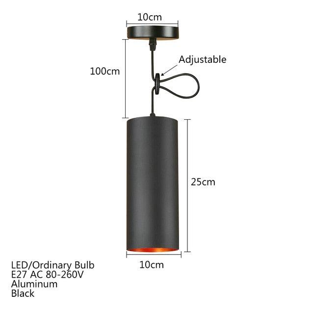 Modern black aluminum pendant light LED E27 Nordic industrial hanging lamp (LL1)(LL3)