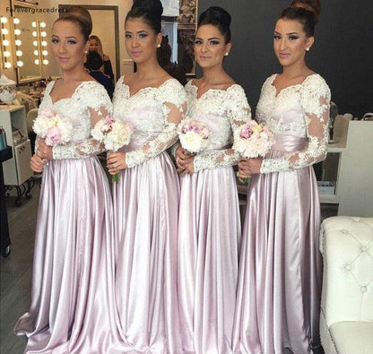 Amazing Long Sleeves Bridesmaid Dresses - Summer Country Garden Formal Wedding Party Guest Dress -Maid of Honor Gowns (D18)(WSO2)