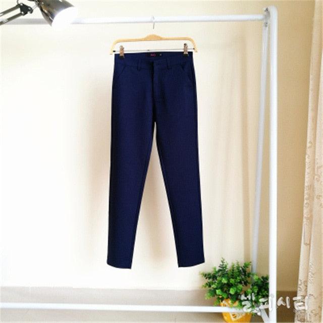Plus Size Women's Pencil Pants - Women Spring Office Work Suit Pants - High Waist Breathable Cotton Trousers (BP)