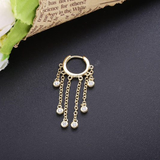 100% 925 Sterling Silver Zircon - Long Tassel Drop Earring - Women Accessories Earring Jewelry (2JW2)(F81)