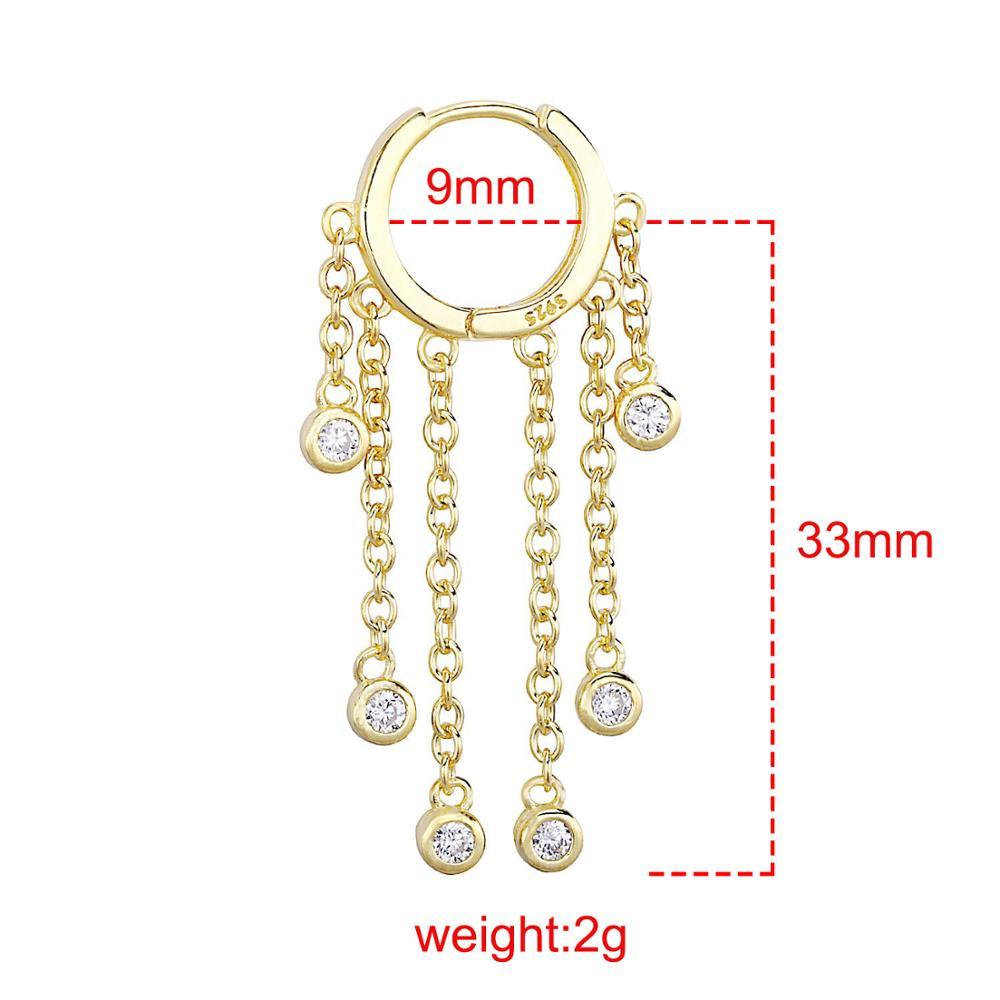 100% 925 Sterling Silver Zircon - Long Tassel Drop Earring - Women Accessories Earring Jewelry (2JW2)(F81)