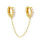 Fashion Hoop Single 925 Sterling Silver Hoop Earring - Chain Women Gold Double Hoop Chain Earring (2JW2)(2JW3)(F81)