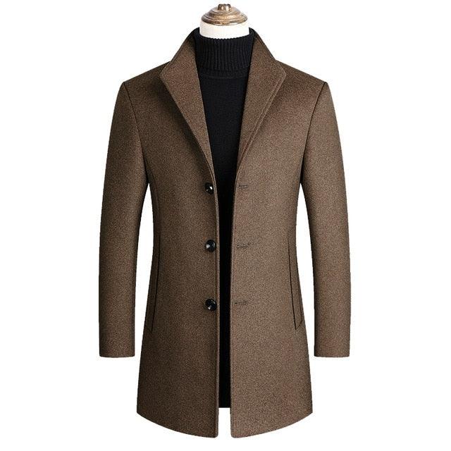 Trending Men Wool Blends Coats - Autumn Winter New Solid Color High Quality Men's Wool Jacket Luxurious Brand (TM3)(TM4)(CC1)(2U100)(TG2)