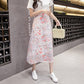 Spring Summer High Waist Chiffon Women Midi Skirts - Casual Floral Print Female Skirt (TB7)