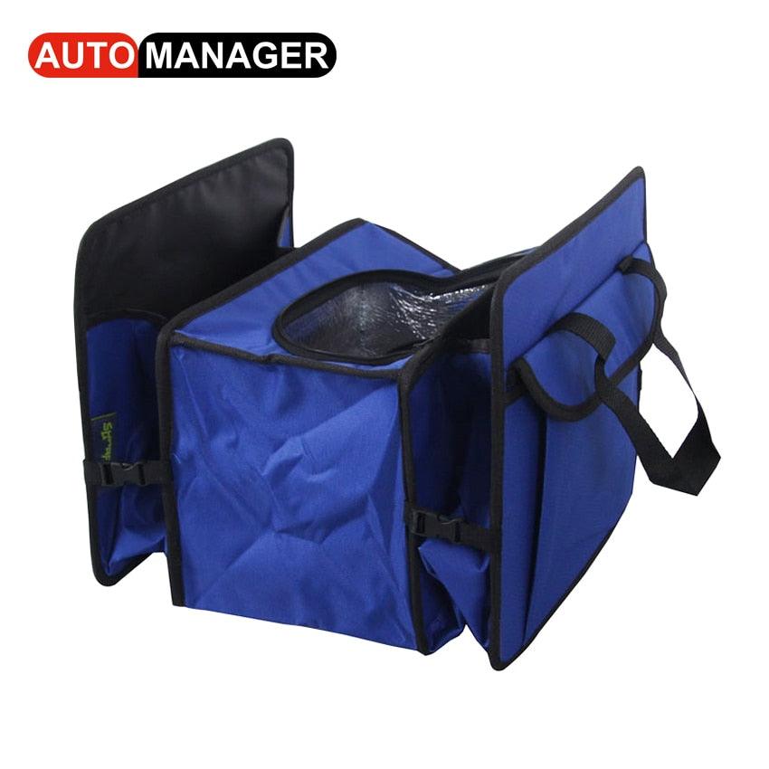 Multi Folding Car Trunk Storage Box - Oxford Cloth Luggage Food Tool Auto Organizer - With Insulation Bag (3LT1)(F89)