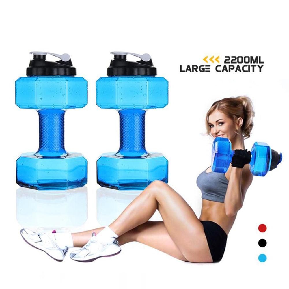 Best At-Home Workouts 2.2L Dumbbell Cold Water Bottle BPA Free Portable Creative New Year Gift GYM Sports Shaker Fitness Eco Friendly (FHB)(1AK1)