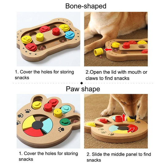 Multifunctional Pet Puzzle Toy - Wood Feeder Iq Training Dog Toys - Education Slow feeding Interactive Puzzle (D73)(1W3)(3W3)