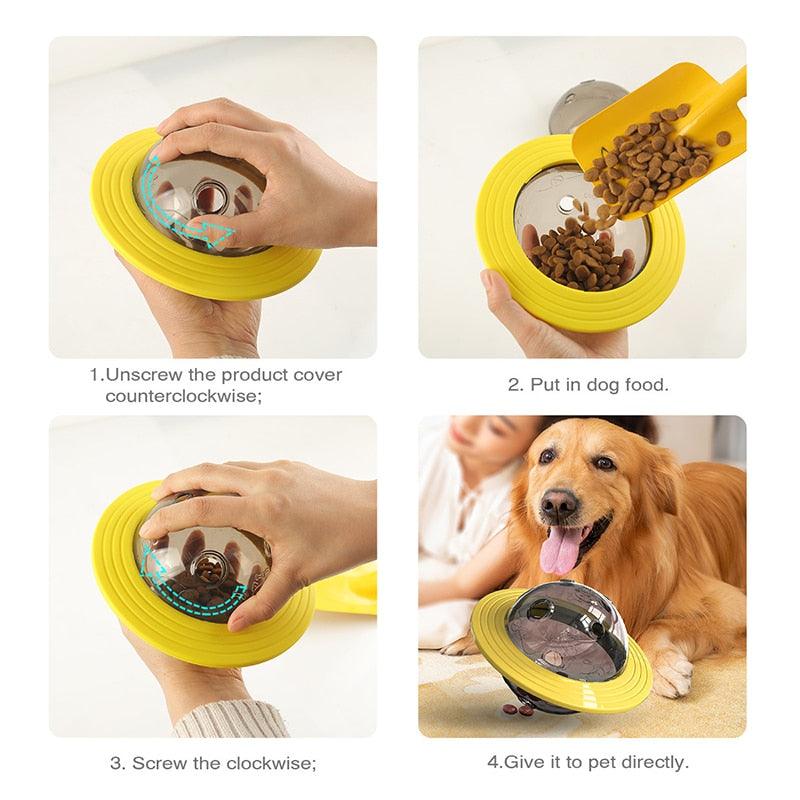 2 In 1 Interactive Dog Treat Ball -Fly Disc Toy Iq Treat Training Bite Resistant Pet Tumbler Toy (D73)(3W3)(1W3)(6W2)