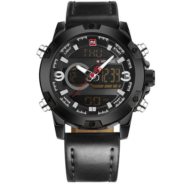 Men's Sport Watches - Digital Clock Man Waterproof Leather Army Wrist Watch (MA9)